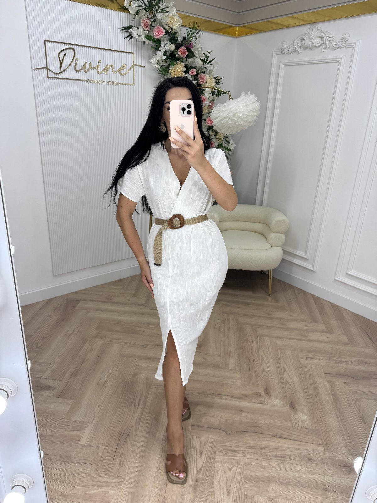 Midi haljina od lana