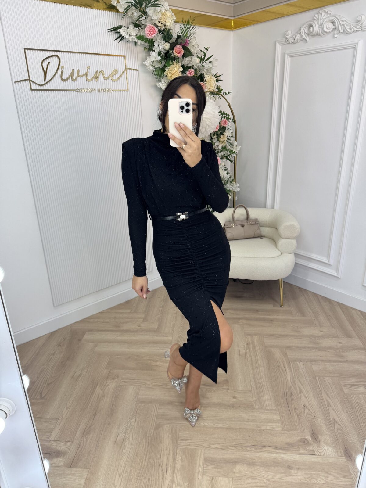 Midi svjetlucava elastična haljina