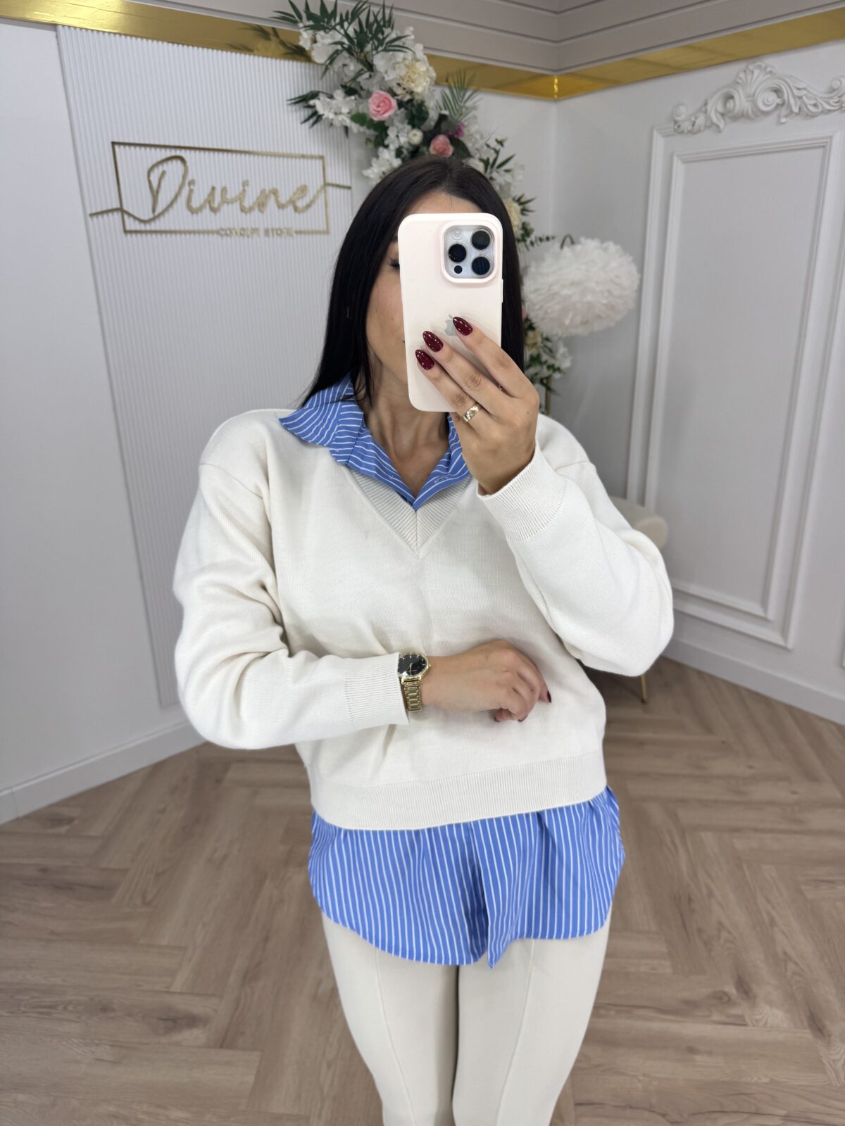 Džemper sa detaljima košulje