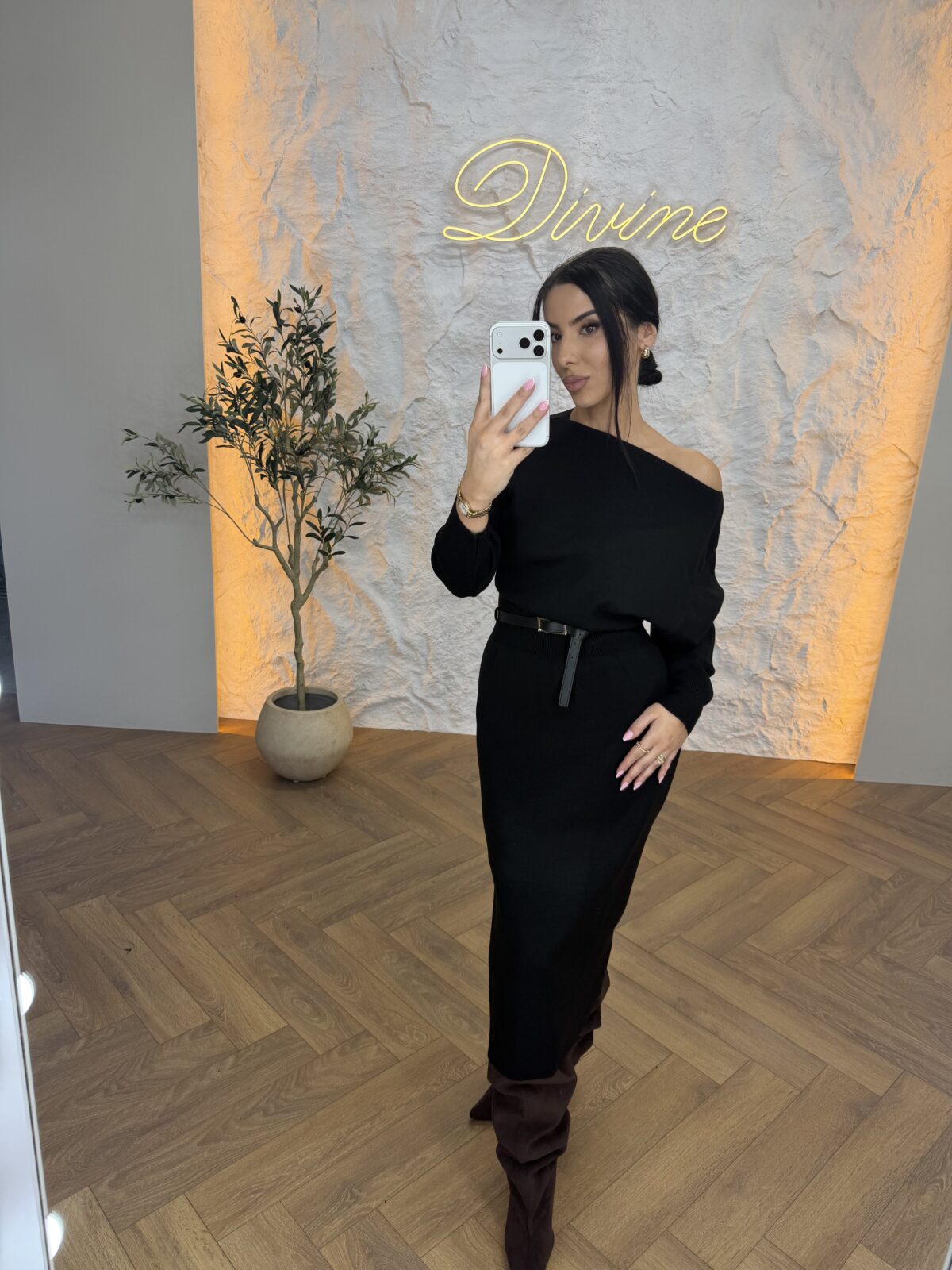 Pletena haljina sa pojasom