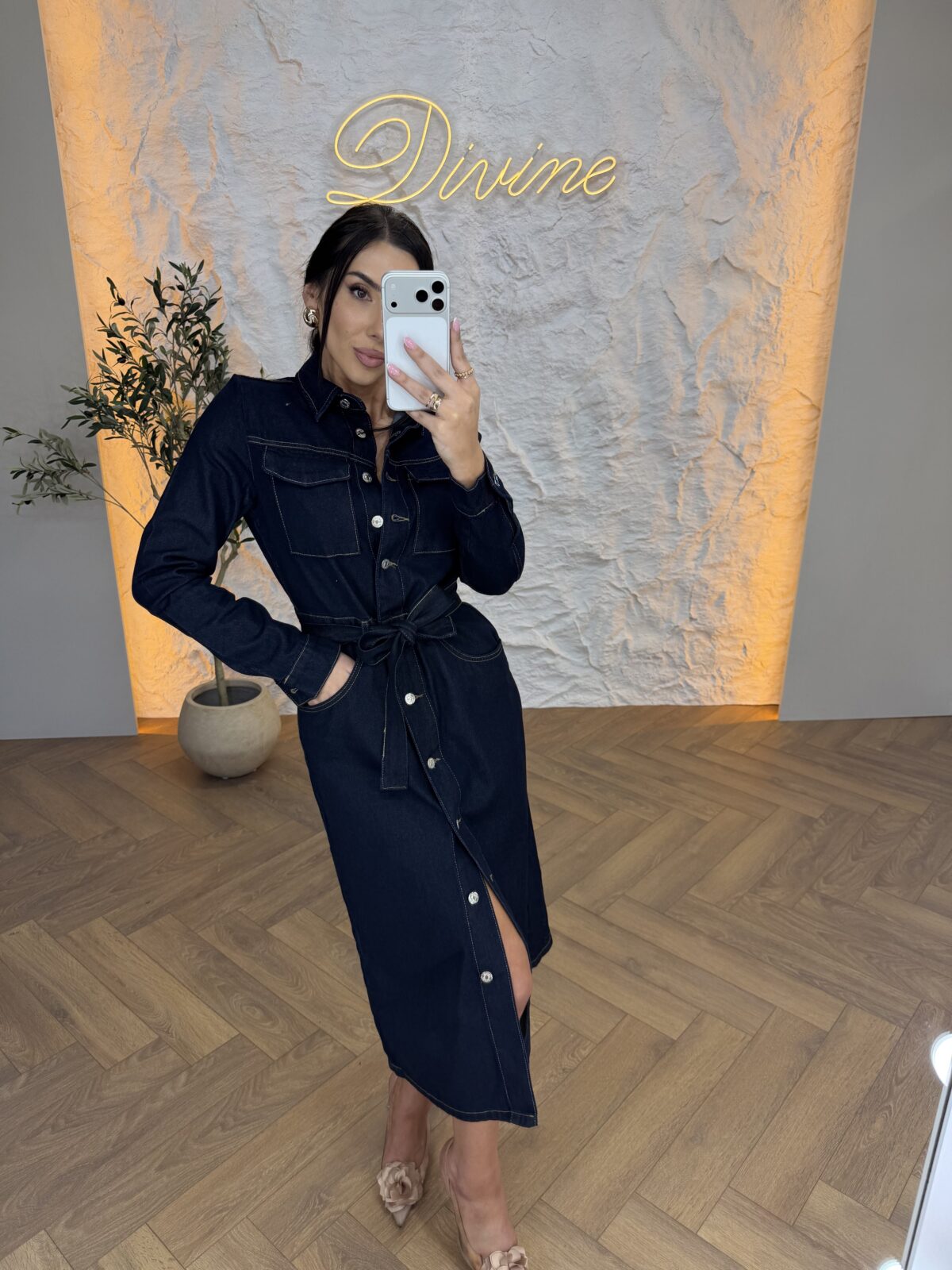 Midi haljina od mekanog džinsa