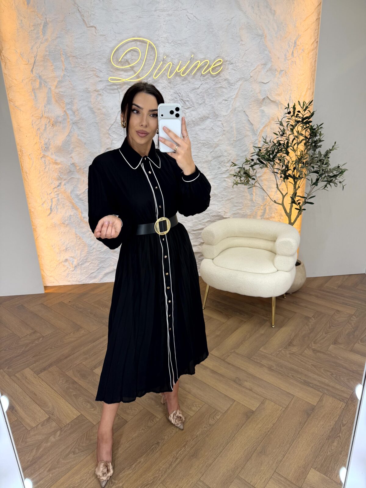 Midi plisirana haljina