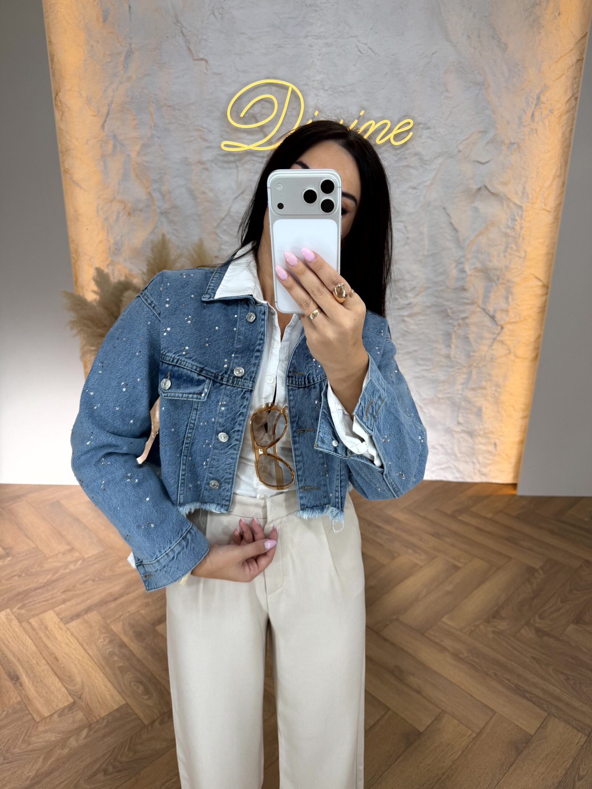 Denim jakna sa cirkonima
